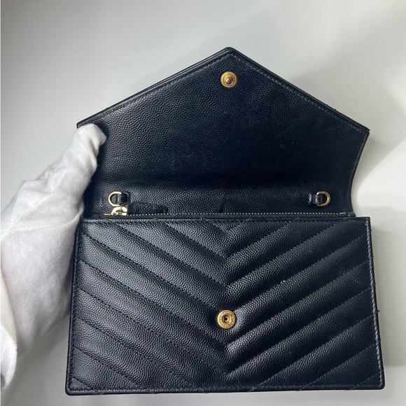 Saint Laurent YSL Cassandre Envelope WOC Wallet on Chain Leather Bag Purse - Picture 13 of 15
